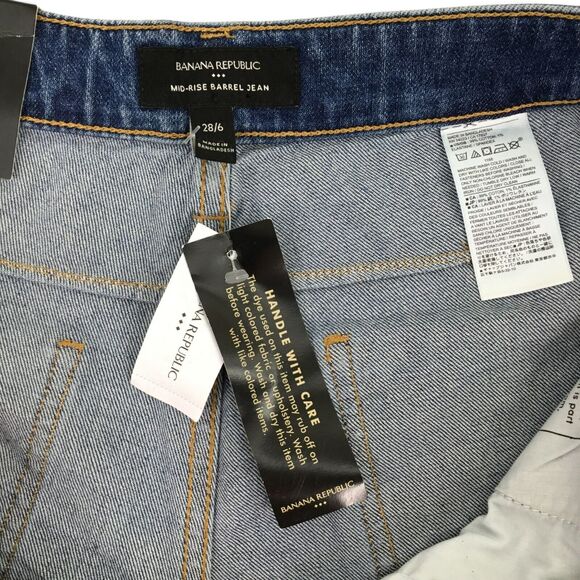 Banana Republic Barrel Jeans Womens sz 28 /6 Mid Rise Medium Wash Stretch NEW - Picture 9 of 16